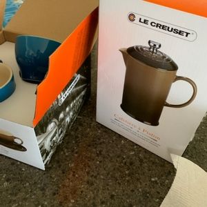 Le Creuset ceramic french press and matching mugs